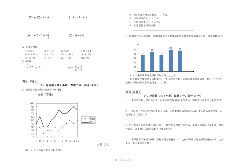 2020年六年级数学下学期开学检测试卷 苏教版（附解析）.doc_第2页