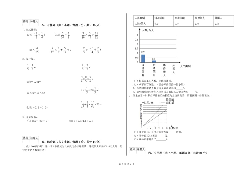 2019年六年级数学【下册】综合练习试题 新人教版（附解析）.doc_第2页
