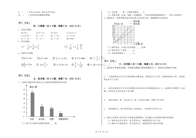 2020年六年级数学【上册】过关检测试题 人教版（附解析）.doc_第2页