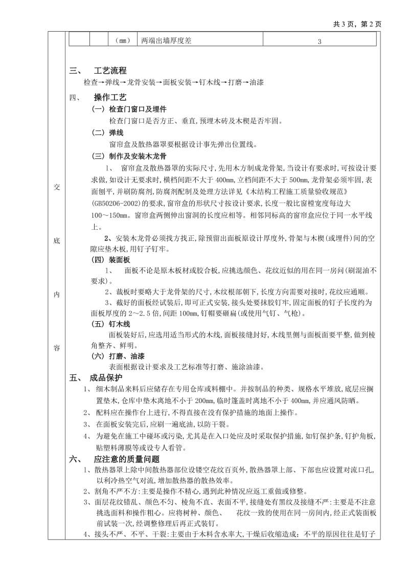 窗帘盒、窗台板和散热器罩工程技术交底_第2页