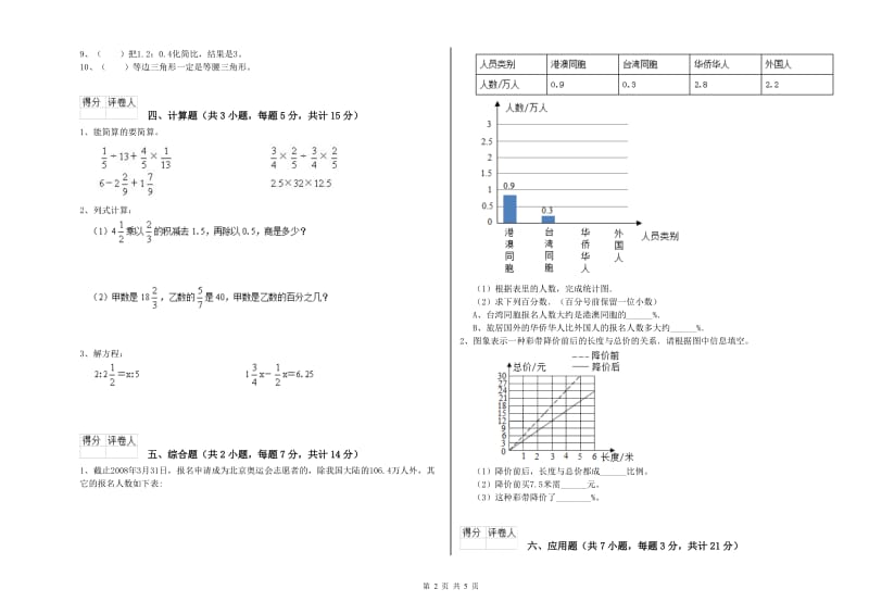 2020年六年级数学【上册】月考试题 湘教版（含答案）.doc_第2页