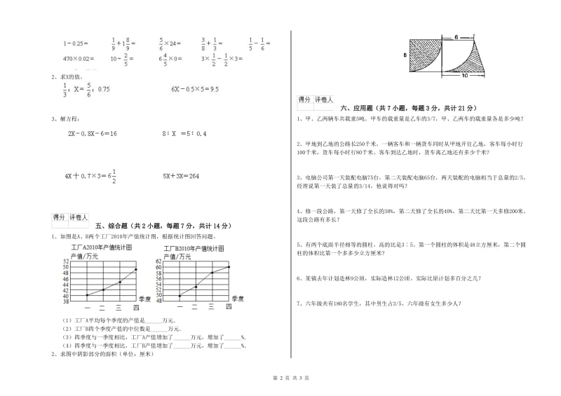 2020年六年级数学【下册】能力检测试题 苏教版（含答案）.doc_第2页