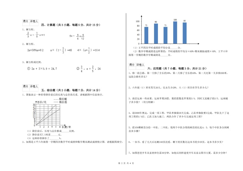 2020年六年级数学下学期月考试卷 江苏版（附答案）.doc_第2页