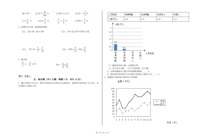 2019年六年级数学上学期期中考试试卷 新人教版（附解析）.doc_第2页