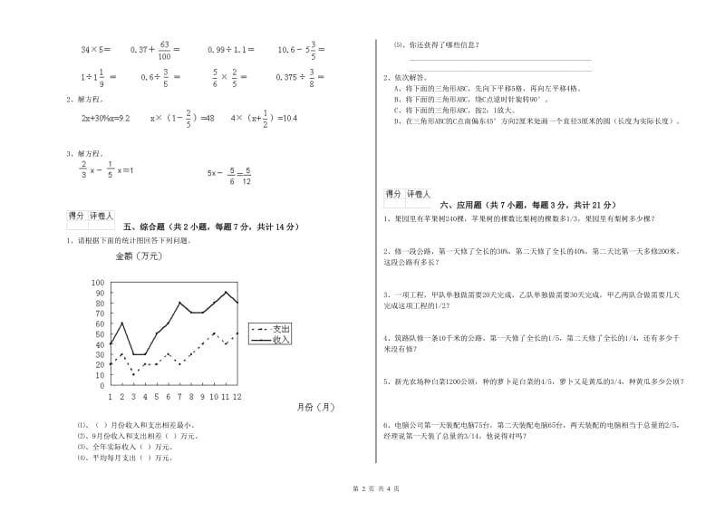 2020年六年级数学【下册】月考试卷 人教版（附解析）.doc_第2页