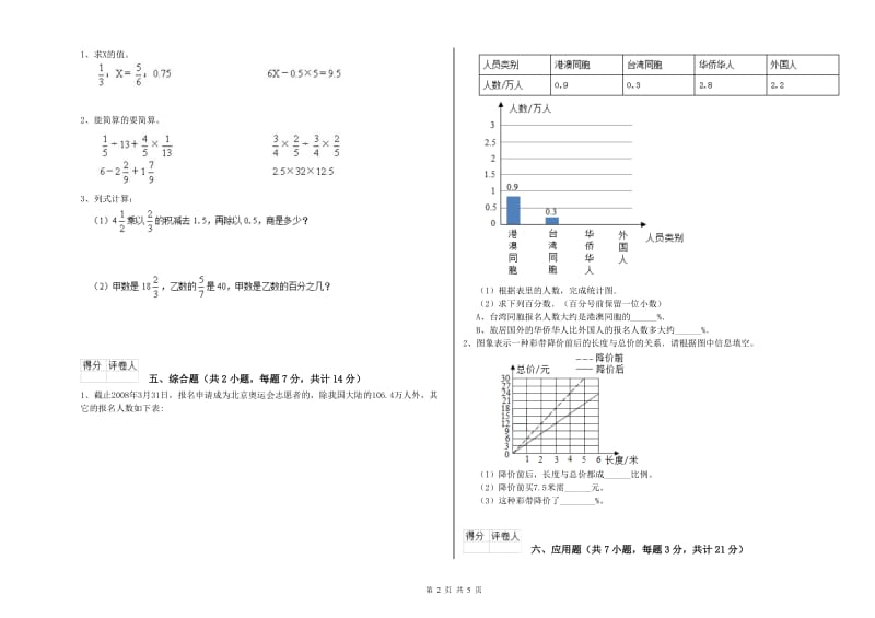 2019年六年级数学下学期自我检测试题 北师大版（附答案）.doc_第2页