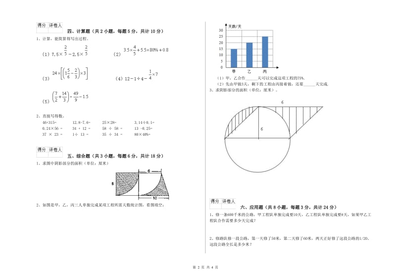 2019年实验小学小升初数学提升训练试卷D卷 江苏版（附解析）.doc_第2页