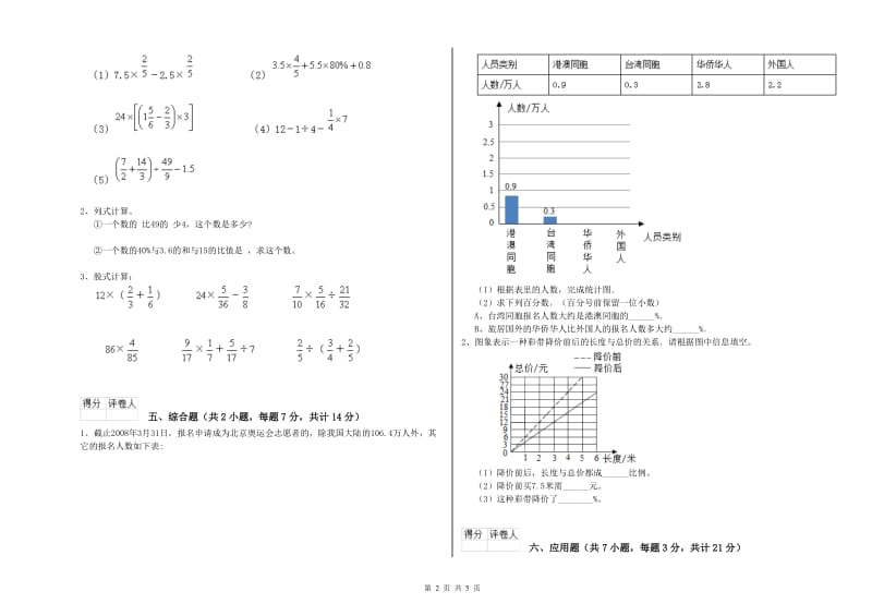 2020年六年级数学下学期强化训练试题 北师大版（附答案）.doc_第2页