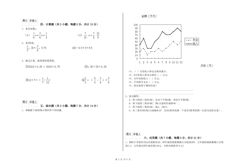 2020年六年级数学【下册】期中考试试卷 江西版（附答案）.doc_第2页