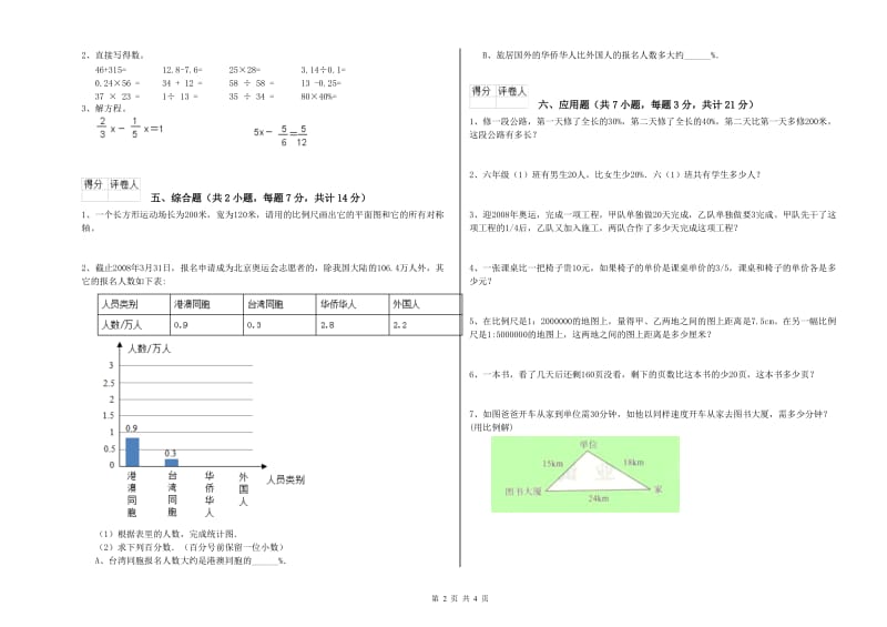 2020年六年级数学【下册】综合练习试卷 西南师大版（附解析）.doc_第2页