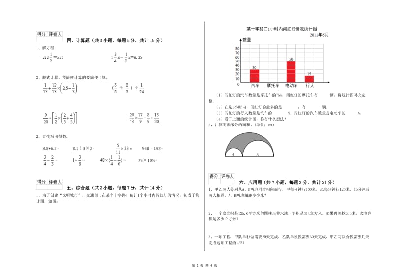 2019年六年级数学下学期强化训练试题 江苏版（附答案）.doc_第2页