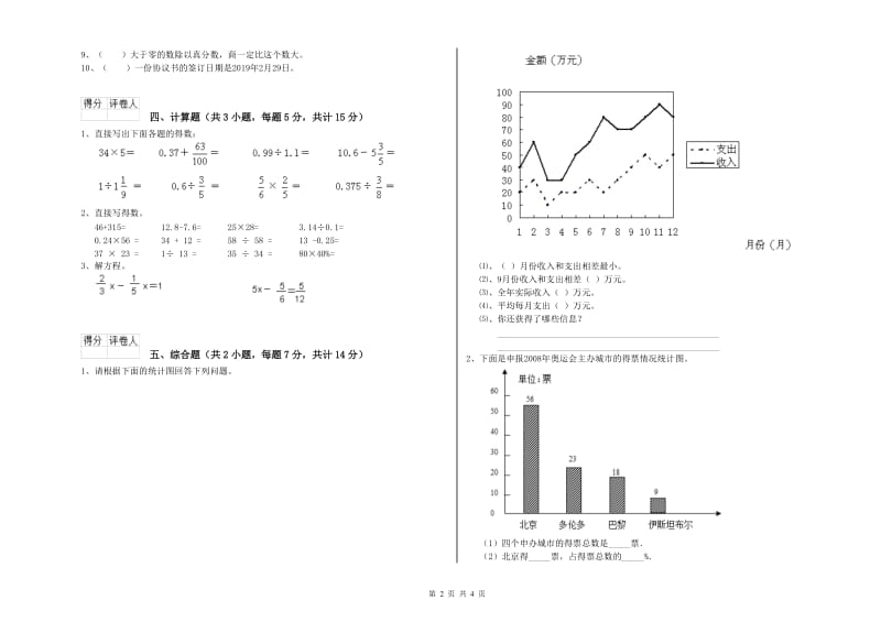 2020年六年级数学下学期每周一练试题 上海教育版（含答案）.doc_第2页