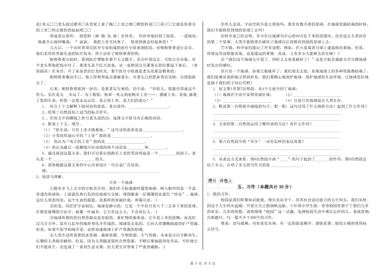 2020年六年级语文【下册】综合检测试题D卷 附解析.doc_第3页