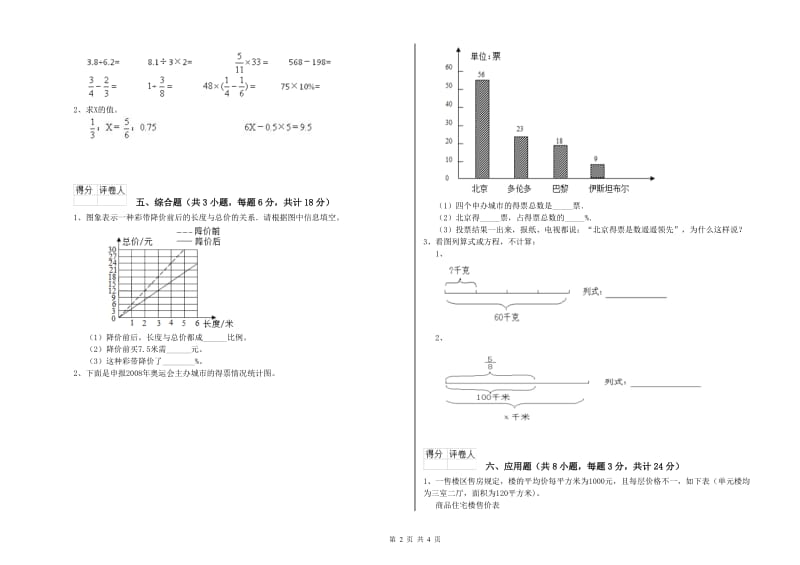 2020年实验小学小升初数学强化训练试卷A卷 新人教版（附答案）.doc_第2页