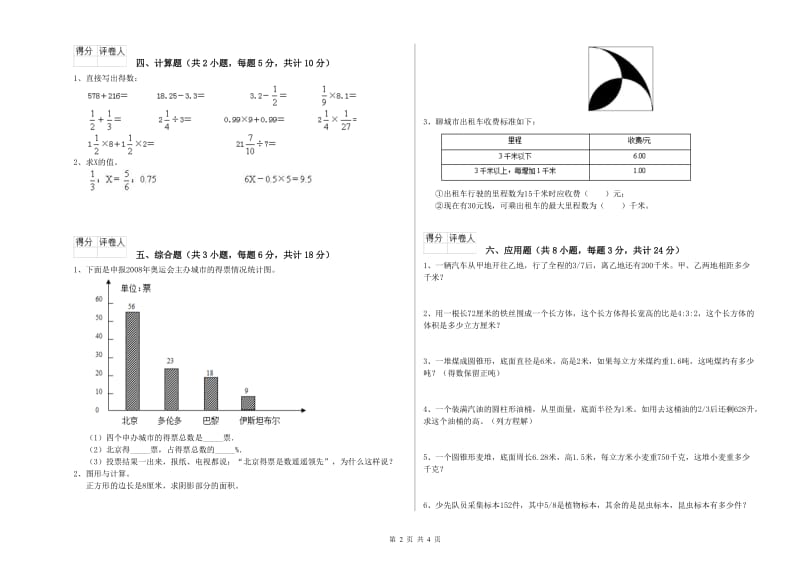 2020年实验小学小升初数学全真模拟考试试卷A卷 长春版（附答案）.doc_第2页