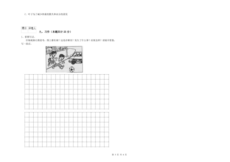 2020年实验小学二年级语文【下册】能力检测试题 江西版（附解析）.doc_第3页