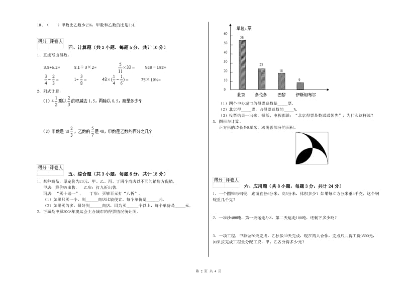 2020年实验小学小升初数学全真模拟考试试卷C卷 上海教育版（含答案）.doc_第2页