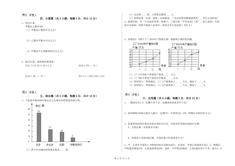 2020年实验小学小升初数学每周一练试卷B卷 沪教版（含答案）.doc_第2页