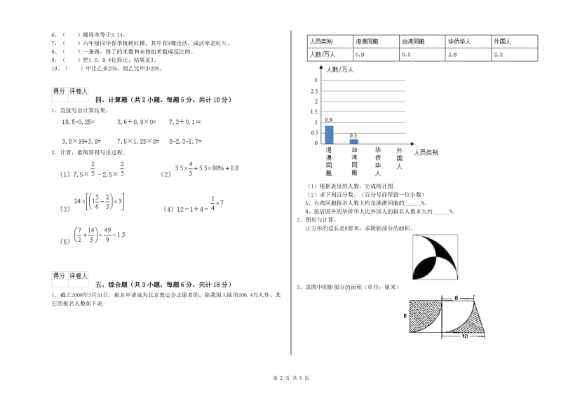 2020年实验小学小升初数学强化训练试卷B卷 江苏版（附答案）.doc_第2页