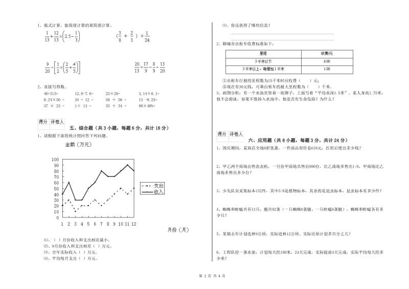 2020年实验小学小升初数学考前检测试卷A卷 长春版（附解析）.doc_第2页