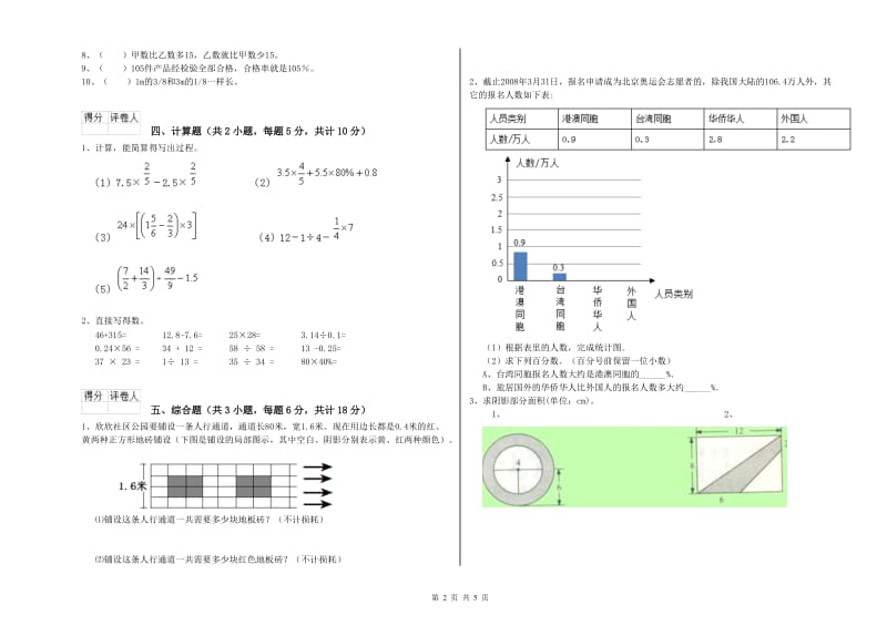 2020年实验小学小升初数学综合检测试卷A卷 苏教版（附答案）.doc_第2页