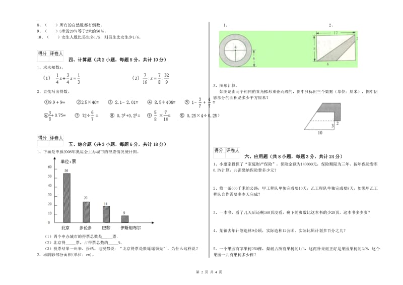 2020年实验小学小升初数学考前练习试题A卷 新人教版（附答案）.doc_第2页