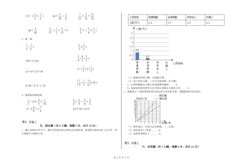 2020年六年级数学下学期综合练习试题 沪教版（附答案）.doc_第2页