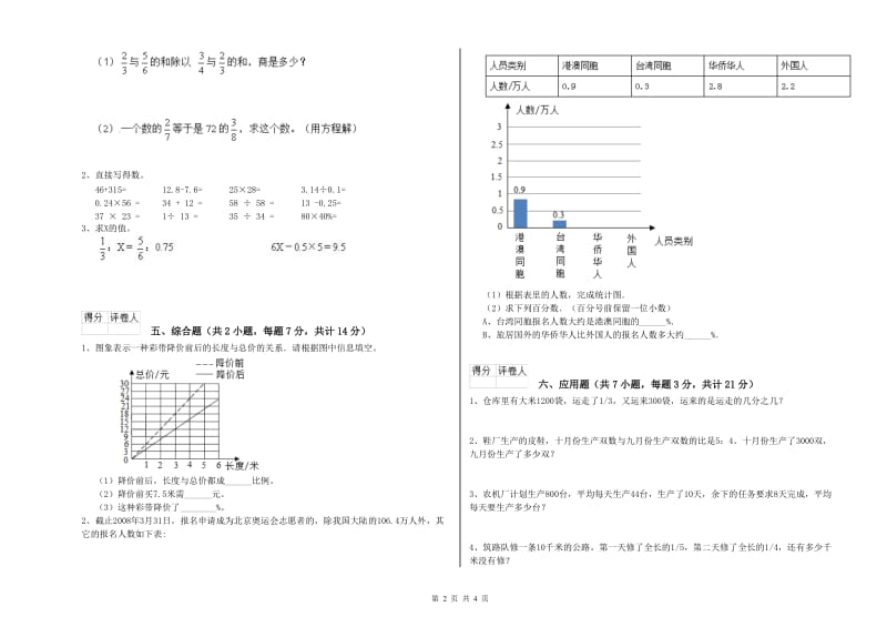 2020年六年级数学下学期综合练习试题 浙教版（含答案）.doc_第2页