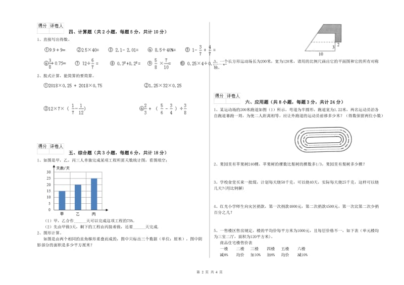 2020年实验小学小升初数学考前检测试题C卷 长春版（含答案）.doc_第2页