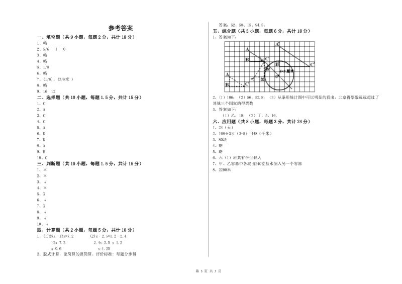 2020年实验小学小升初数学强化训练试卷A卷 江西版（含答案）.doc_第3页