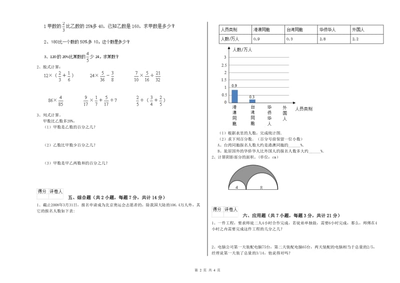 云浮市实验小学六年级数学下学期过关检测试题 附答案.doc_第2页