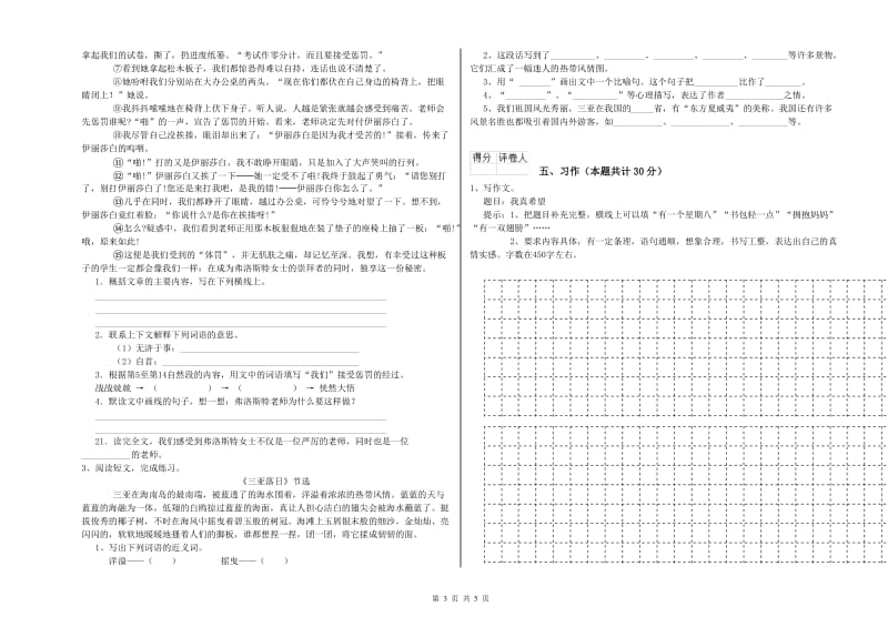 中卫市实验小学六年级语文【下册】提升训练试题 含答案.doc_第3页