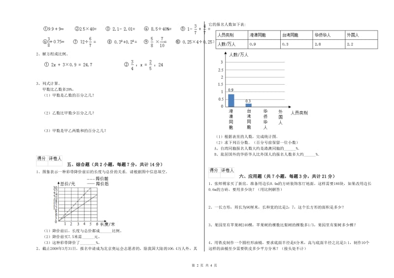 上海教育版六年级数学下学期综合检测试题C卷 含答案.doc_第2页