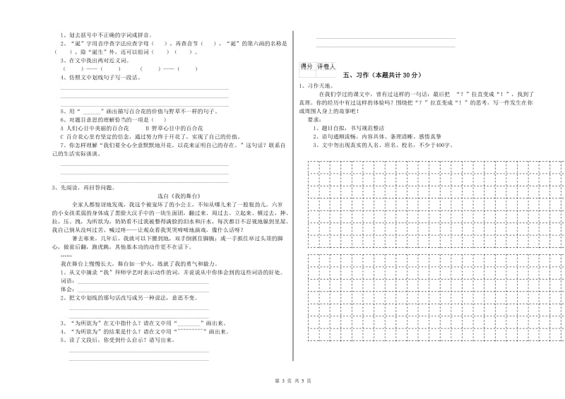 东莞市实验小学六年级语文下学期综合练习试题 含答案.doc_第3页