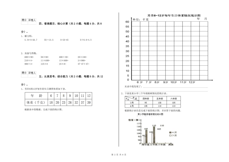 上海教育版四年级数学【下册】过关检测试题A卷 附解析.doc_第2页