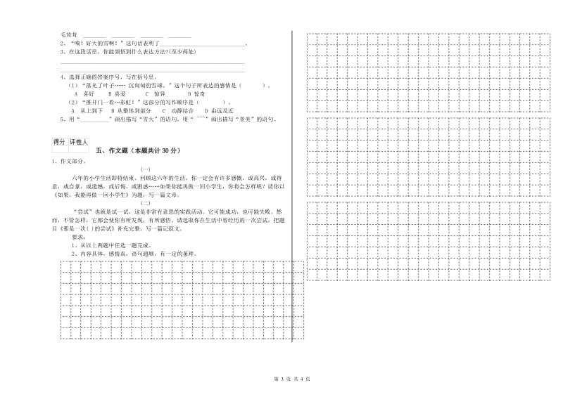 临沧市重点小学小升初语文每日一练试卷 含答案.doc_第3页