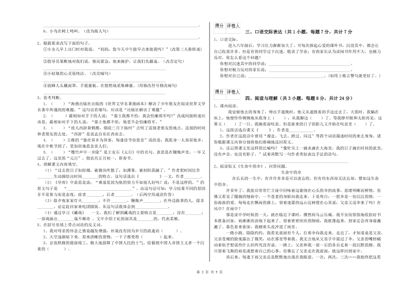亳州市重点小学小升初语文能力提升试卷 附答案.doc_第2页