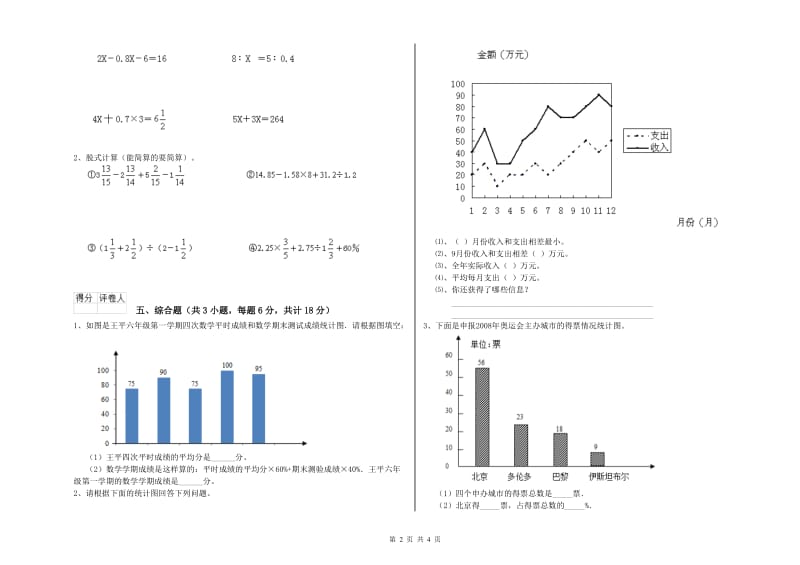 2020年实验小学小升初数学自我检测试卷A卷 苏教版（附答案）.doc_第2页