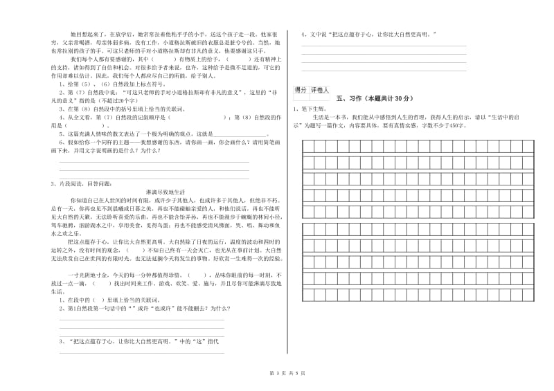 丹东市实验小学六年级语文下学期模拟考试试题 含答案.doc_第3页