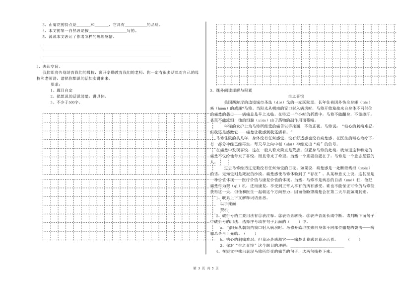 云南省小升初语文考前练习试题 附解析.doc_第3页