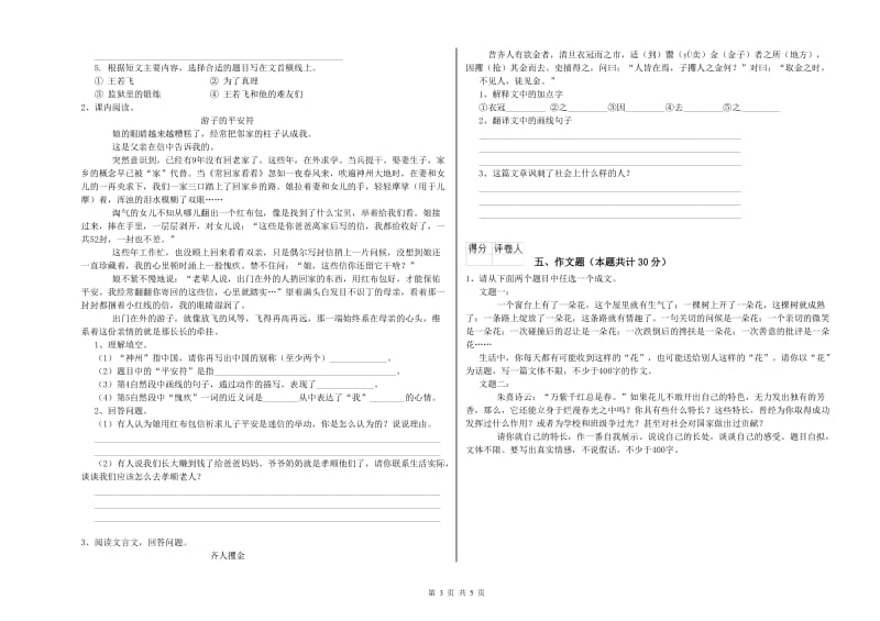 保山市重点小学小升初语文综合练习试题 附解析.doc_第3页