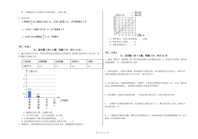 人教版六年级数学上学期综合检测试卷D卷 附解析.doc_第2页