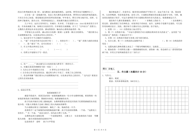 克孜勒苏柯尔克孜自治州重点小学小升初语文过关检测试题 附解析.doc_第3页