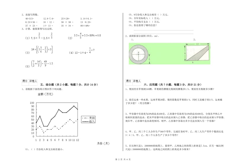 上海教育版六年级数学下学期期末考试试卷C卷 附答案.doc_第2页