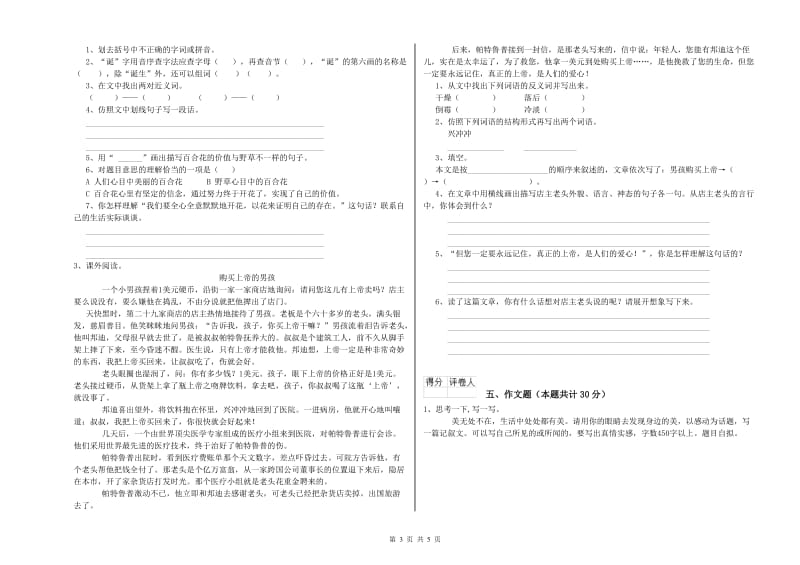 中山市重点小学小升初语文能力提升试卷 附答案.doc_第3页