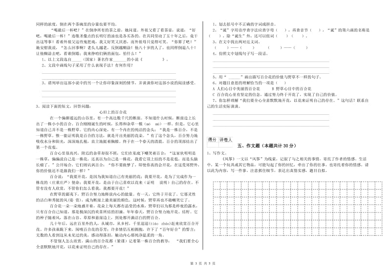 云南省重点小学小升初语文综合练习试题C卷 含答案.doc_第3页