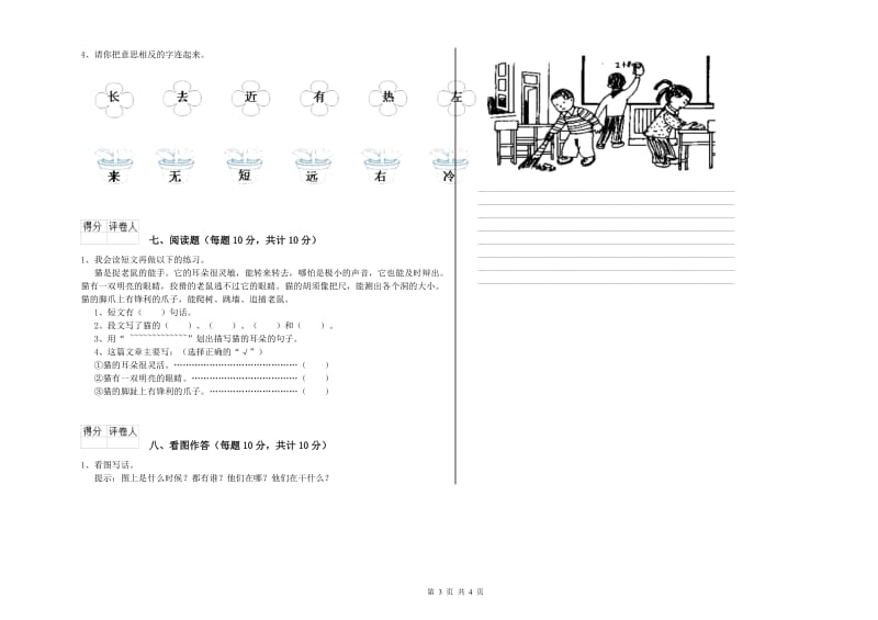 佳木斯市实验小学一年级语文下学期全真模拟考试试题 附答案.doc_第3页