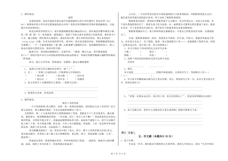 信阳市重点小学小升初语文能力测试试题 附答案.doc_第3页