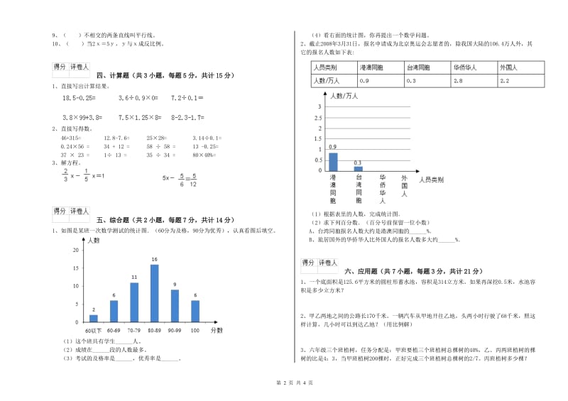 佳木斯市实验小学六年级数学下学期强化训练试题 附答案.doc_第2页