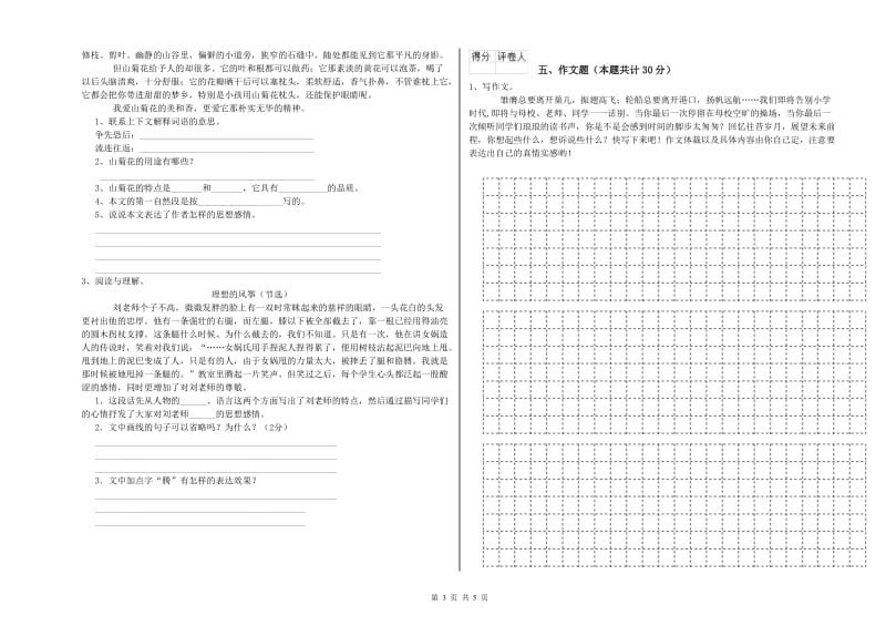 克孜勒苏柯尔克孜自治州重点小学小升初语文模拟考试试题 含答案.doc_第3页